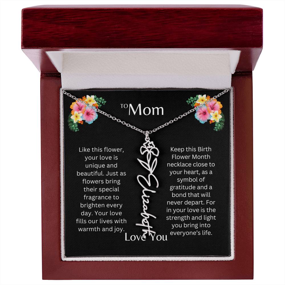 To Mom | Unique Love - Birth Flower Name Necklace