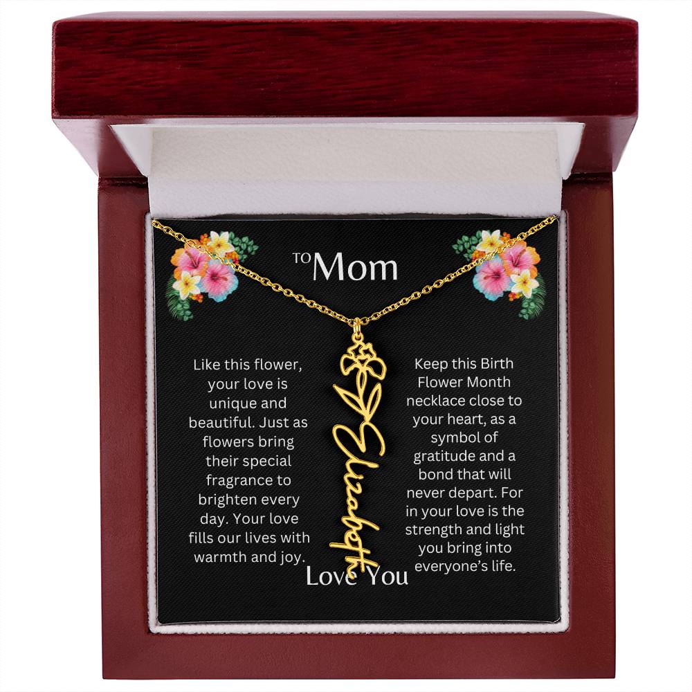 To Mom | Unique Love - Birth Flower Name Necklace