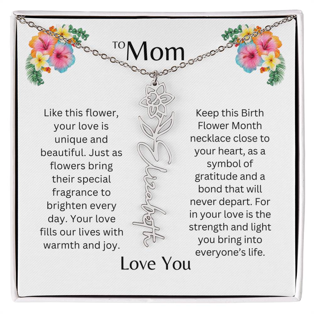 To Mom | Unique Love - Birth Flower Name Necklace