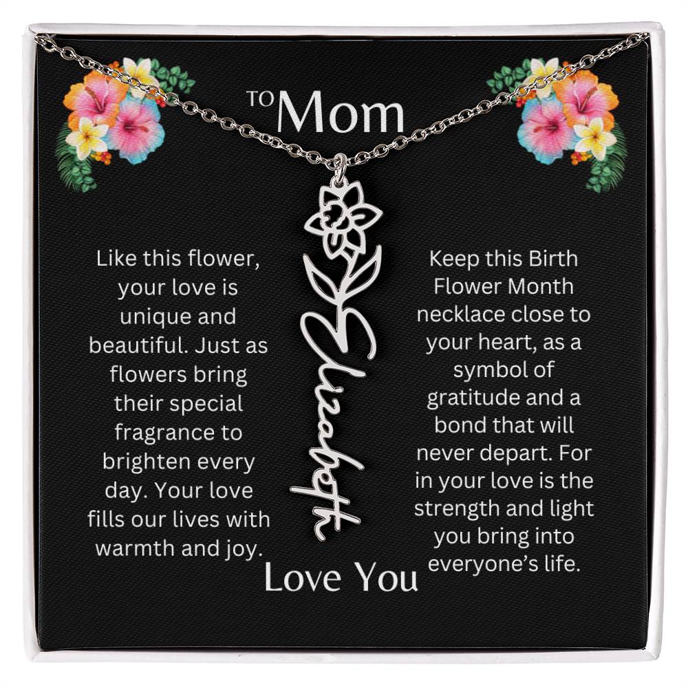 To Mom | Unique Love - Birth Flower Name Necklace