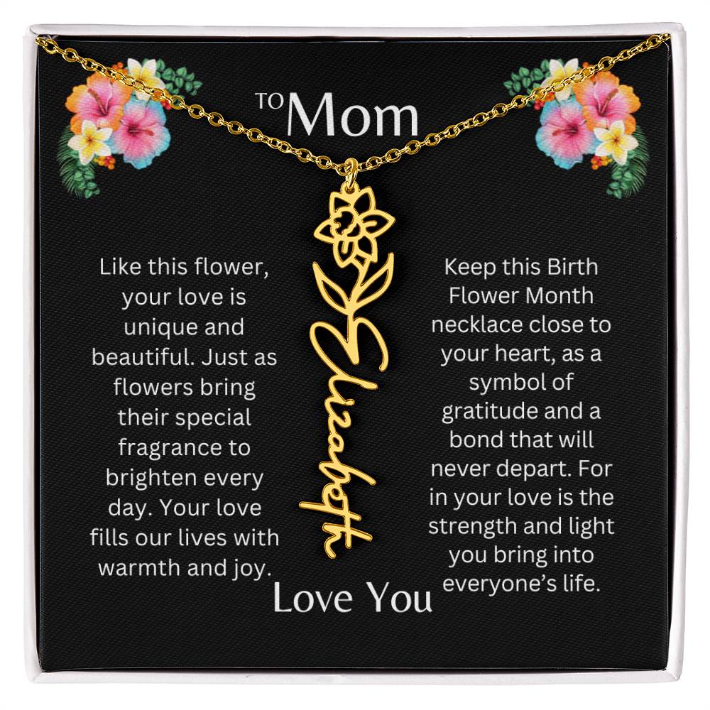 To Mom | Unique Love - Birth Flower Name Necklace