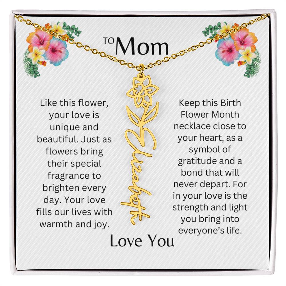 To Mom | Unique Love - Birth Flower Name Necklace