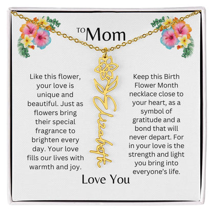 To Mom | Unique Love - Birth Flower Name Necklace