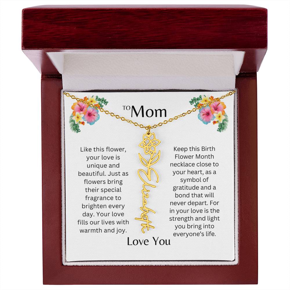 To Mom | Unique Love - Birth Flower Name Necklace