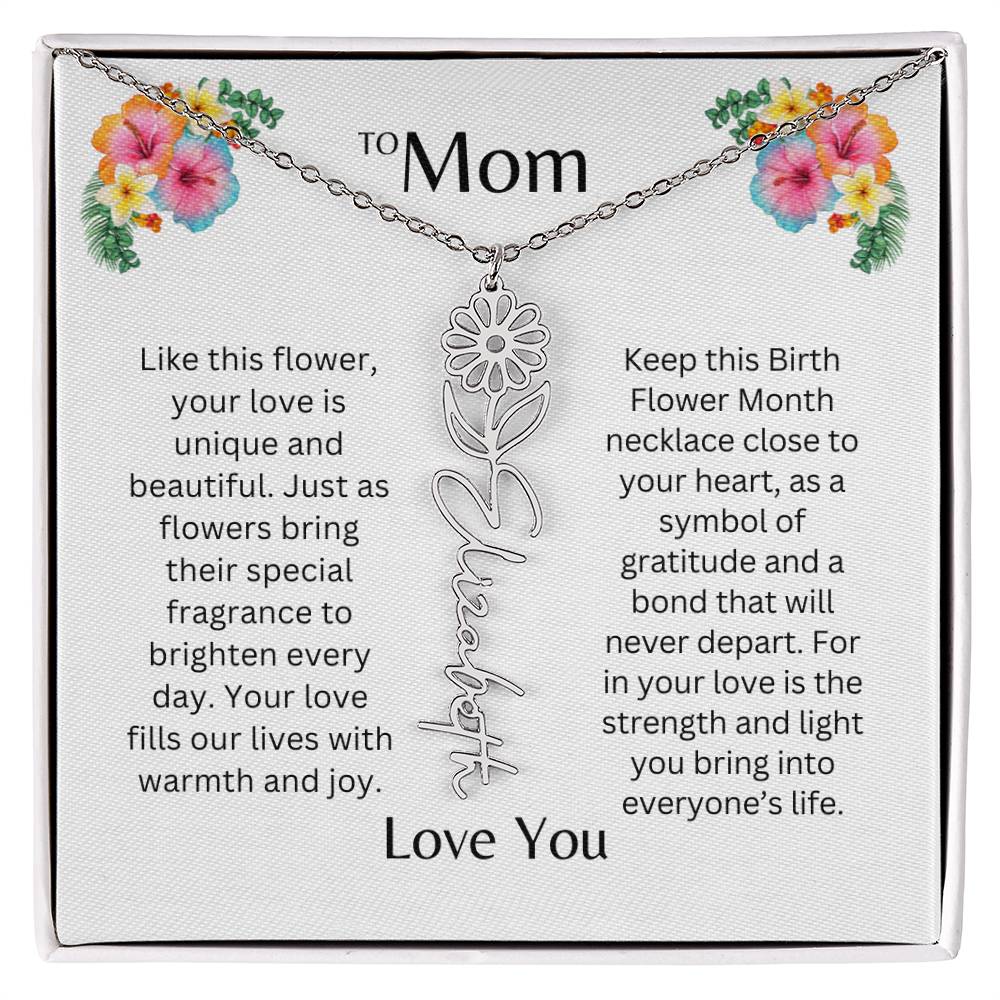 To Mom | Unique Love - Birth Flower Name Necklace