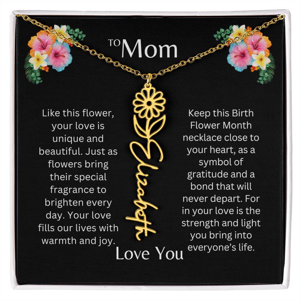 To Mom | Unique Love - Birth Flower Name Necklace