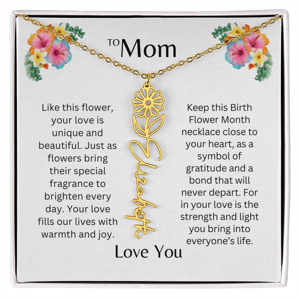 To Mom | Unique Love - Birth Flower Name Necklace