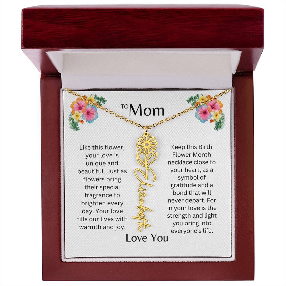To Mom | Unique Love - Birth Flower Name Necklace