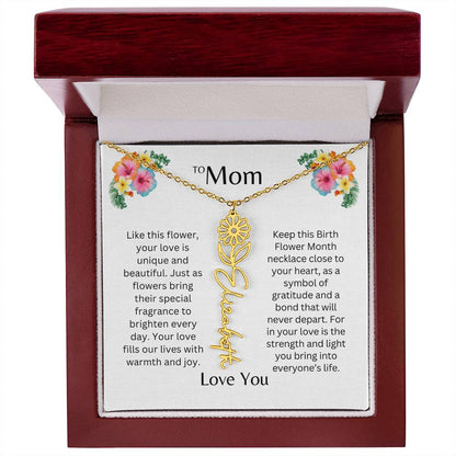 To Mom | Unique Love - Birth Flower Name Necklace