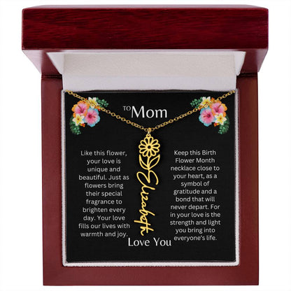 To Mom | Unique Love - Birth Flower Name Necklace