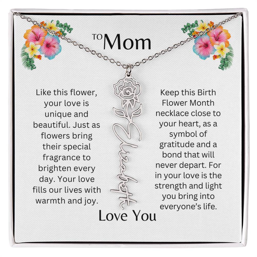 To Mom | Unique Love - Birth Flower Name Necklace