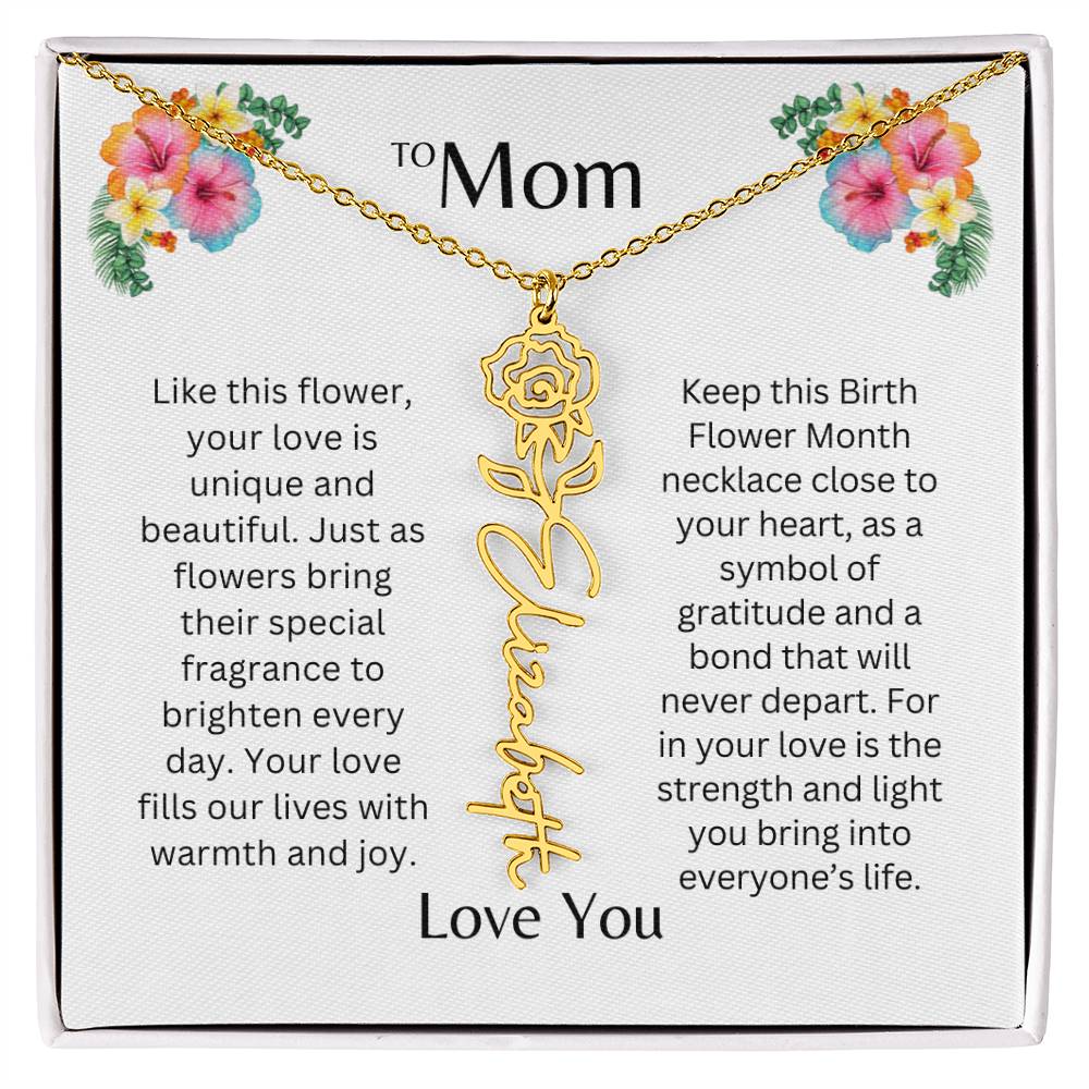 To Mom | Unique Love - Birth Flower Name Necklace