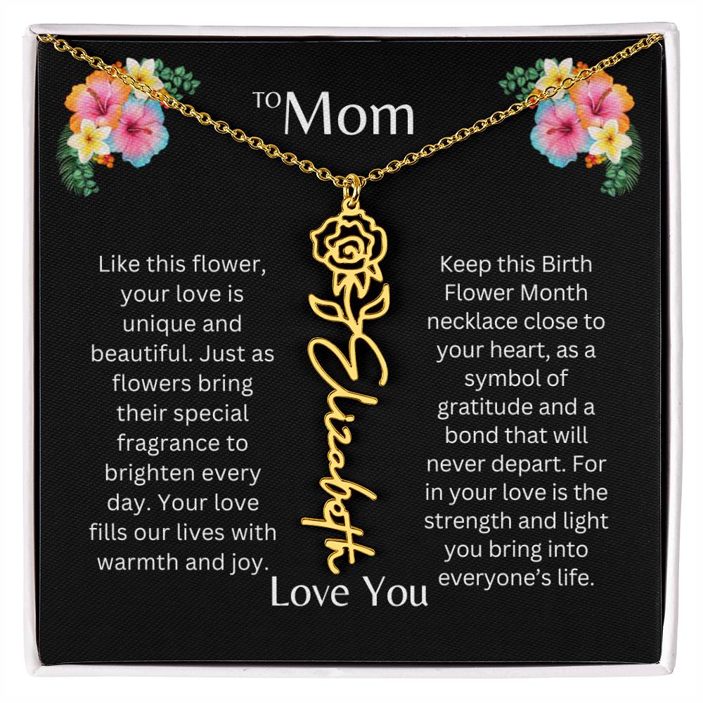 To Mom | Unique Love - Birth Flower Name Necklace