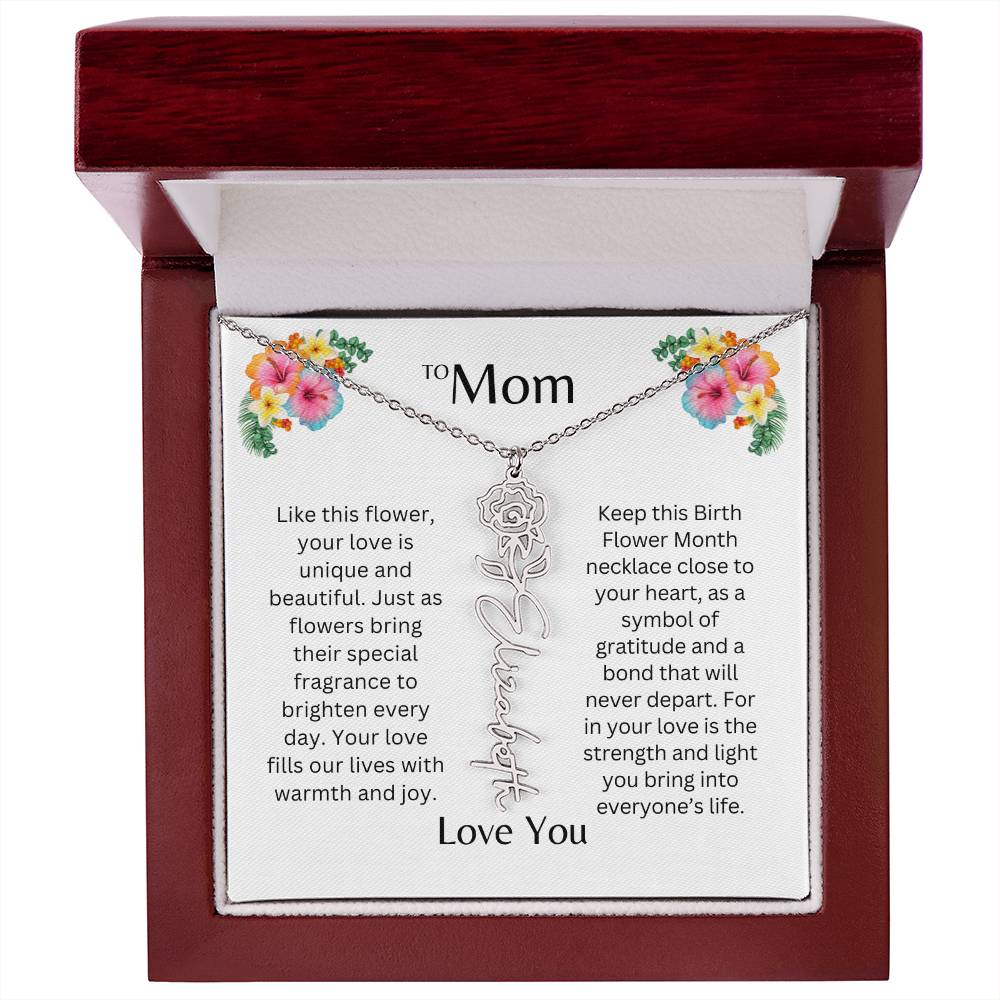 To Mom | Unique Love - Birth Flower Name Necklace