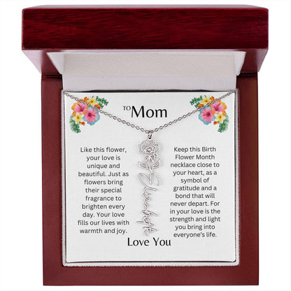 To Mom | Unique Love - Birth Flower Name Necklace