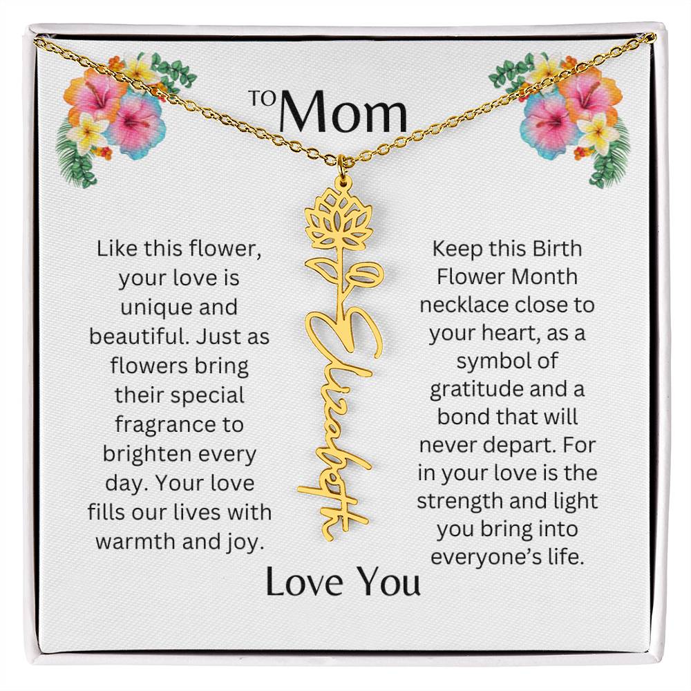 To Mom | Unique Love - Birth Flower Name Necklace