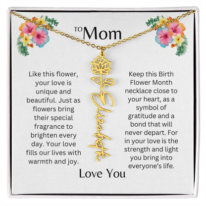 To Mom | Unique Love - Birth Flower Name Necklace