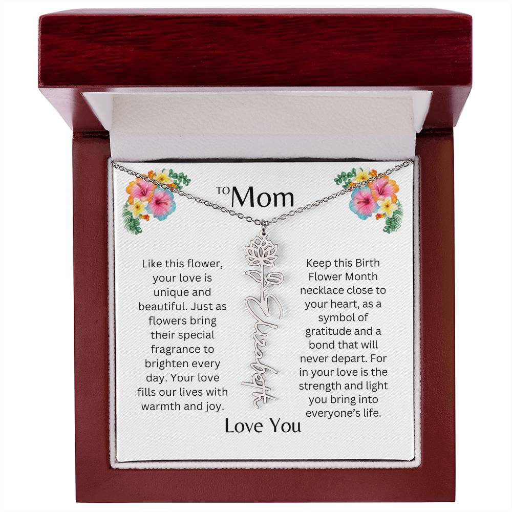 To Mom | Unique Love - Birth Flower Name Necklace