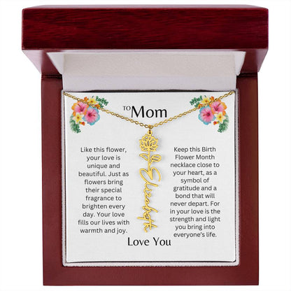 To Mom | Unique Love - Birth Flower Name Necklace