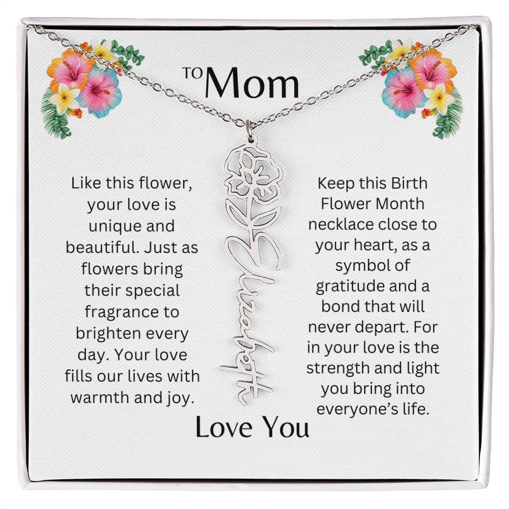 To Mom | Unique Love - Birth Flower Name Necklace