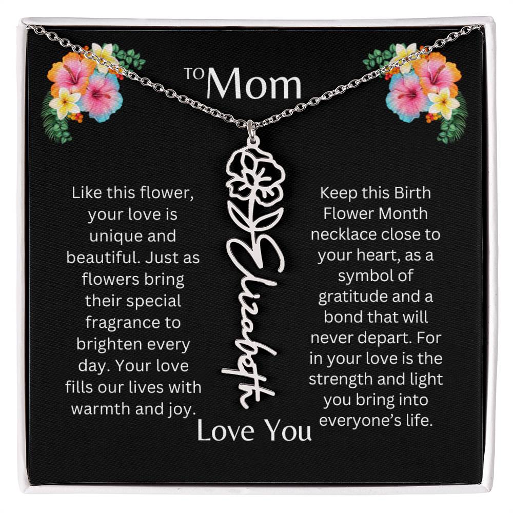 To Mom | Unique Love - Birth Flower Name Necklace