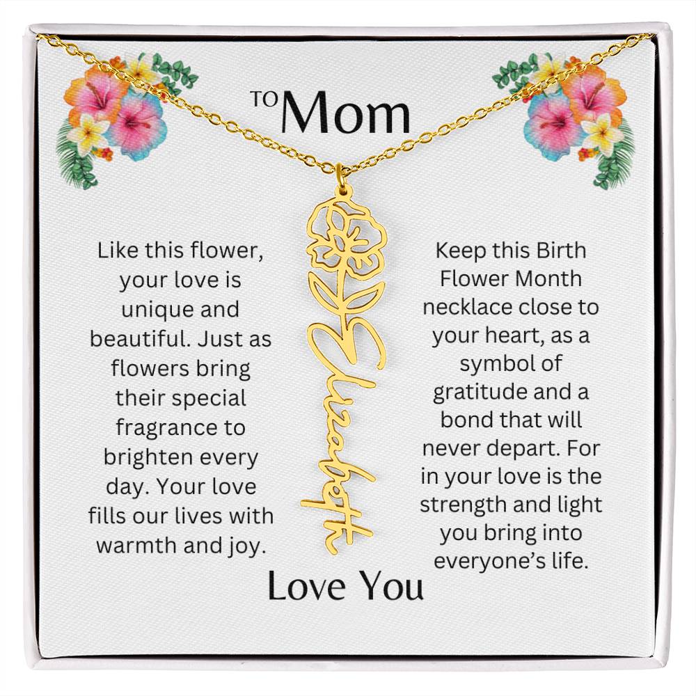 To Mom | Unique Love - Birth Flower Name Necklace