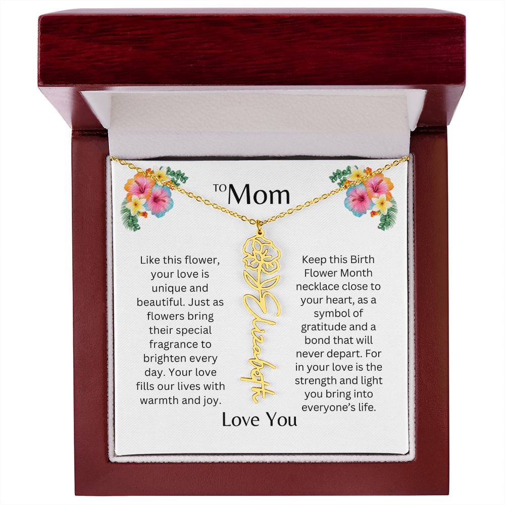 To Mom | Unique Love - Birth Flower Name Necklace