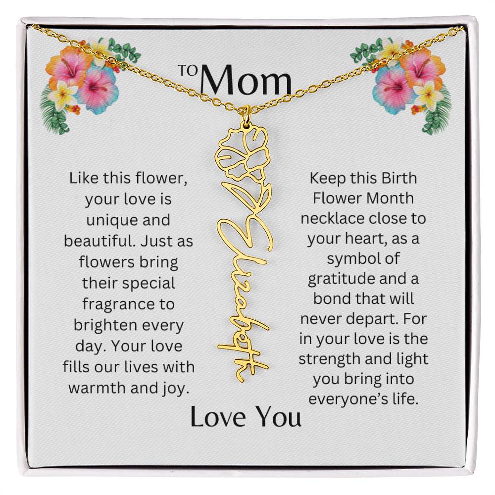 To Mom | Unique Love - Birth Flower Name Necklace