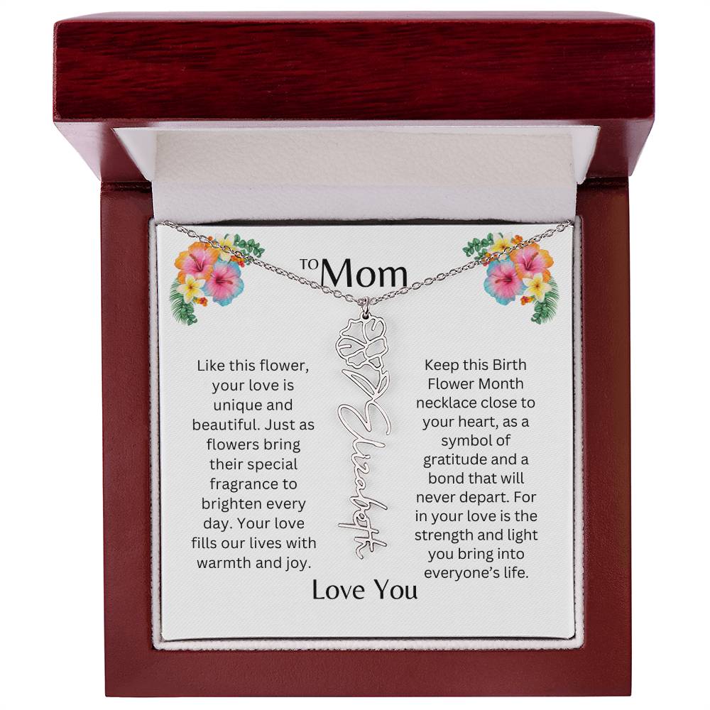 To Mom | Unique Love - Birth Flower Name Necklace