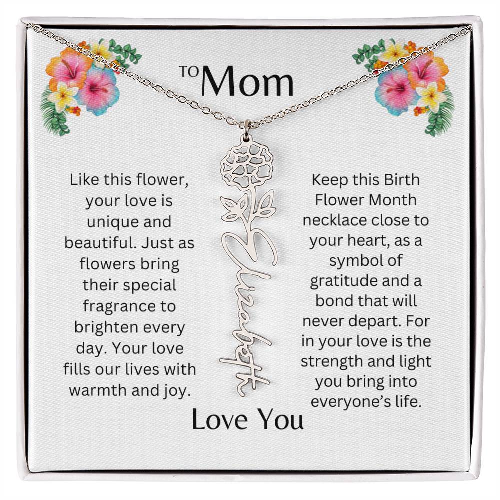 To Mom | Unique Love - Birth Flower Name Necklace