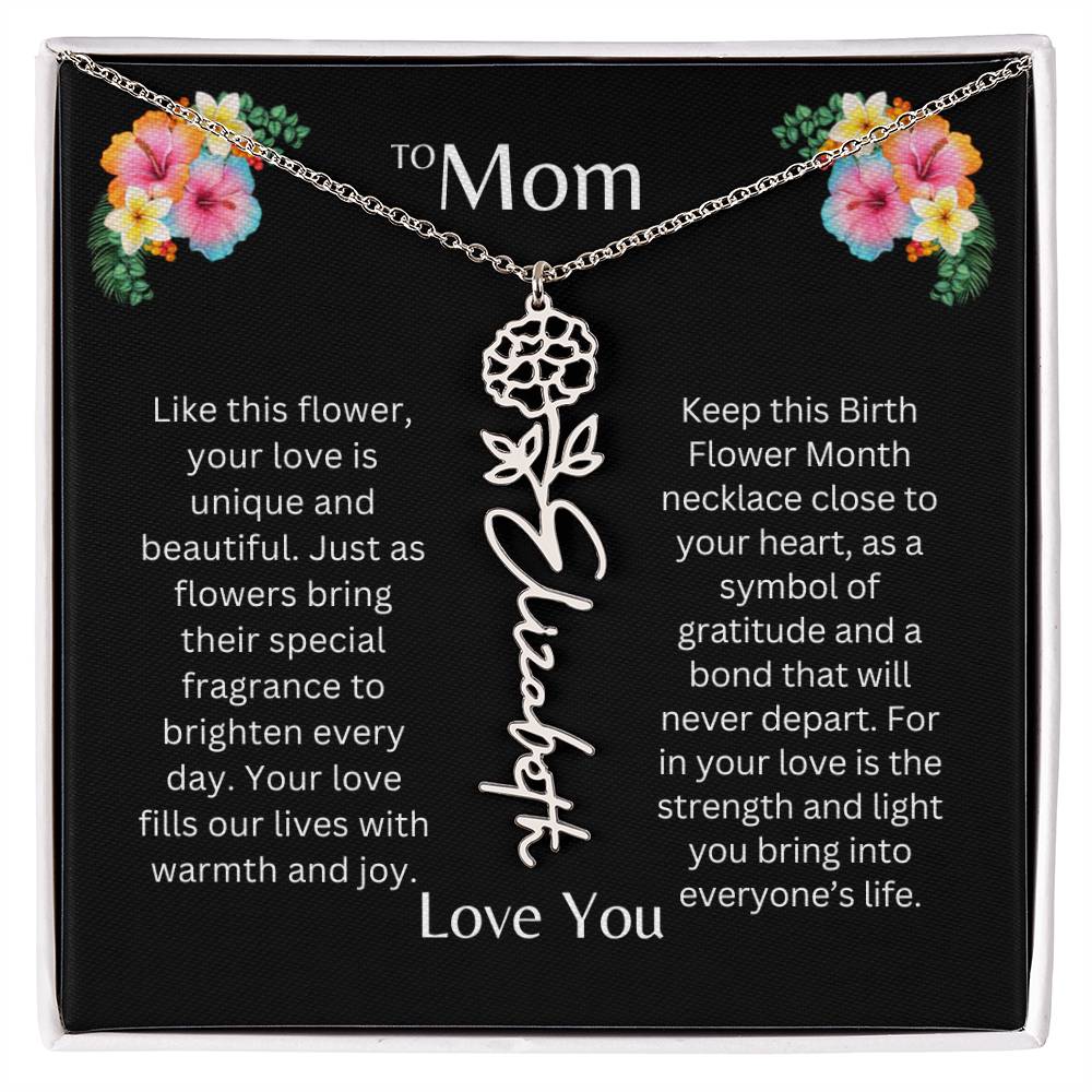 To Mom | Unique Love - Birth Flower Name Necklace