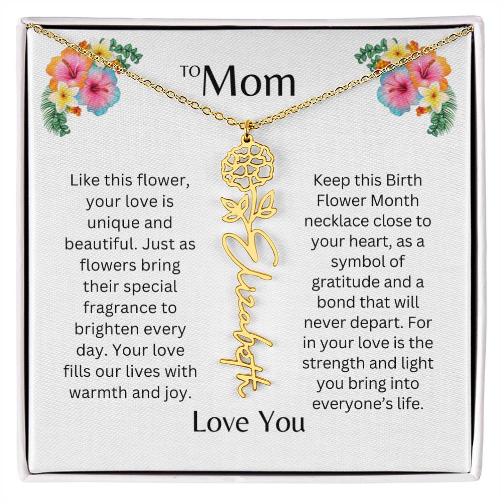 To Mom | Unique Love - Birth Flower Name Necklace