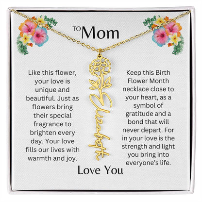 To Mom | Unique Love - Birth Flower Name Necklace