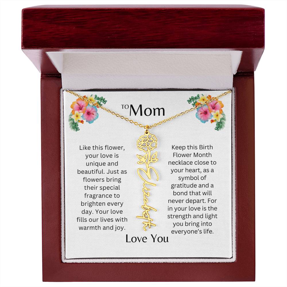 To Mom | Unique Love - Birth Flower Name Necklace