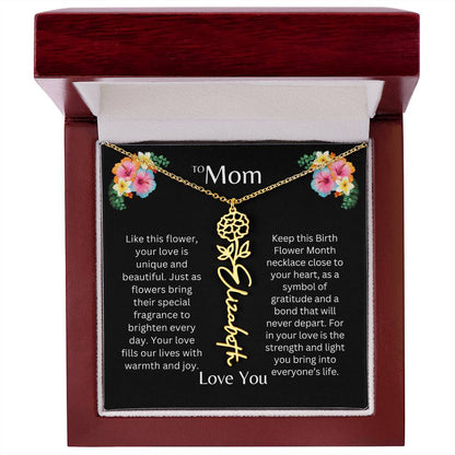 To Mom | Unique Love - Birth Flower Name Necklace