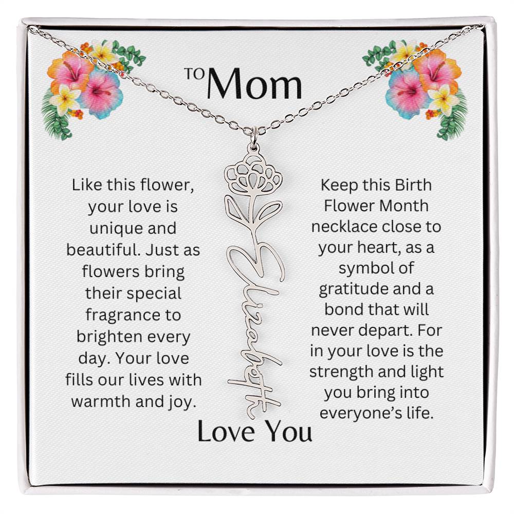To Mom | Unique Love - Birth Flower Name Necklace