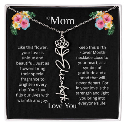 To Mom | Unique Love - Birth Flower Name Necklace