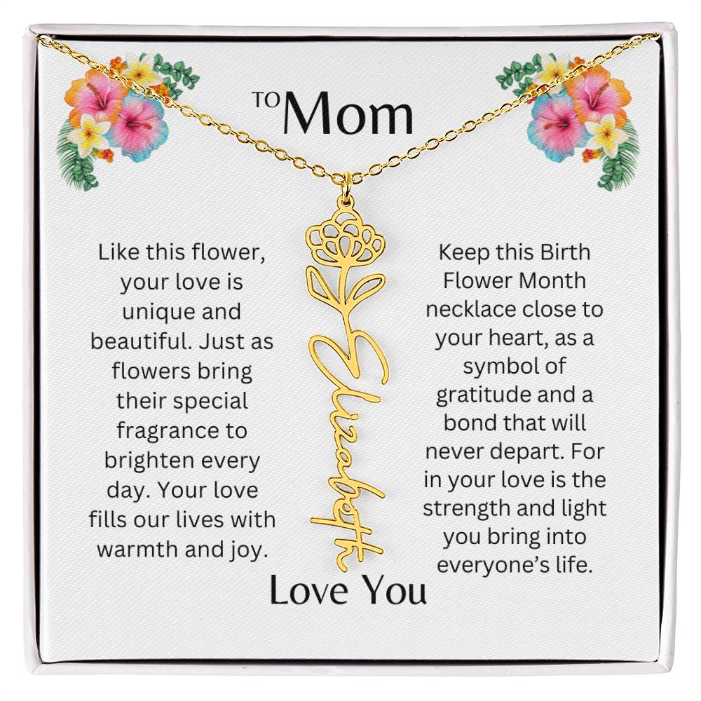To Mom | Unique Love - Birth Flower Name Necklace