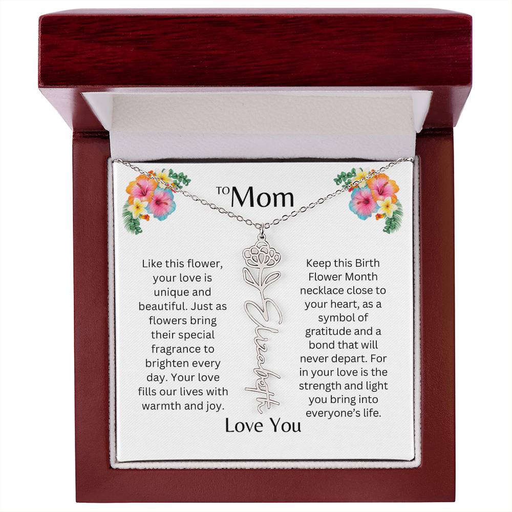 To Mom | Unique Love - Birth Flower Name Necklace