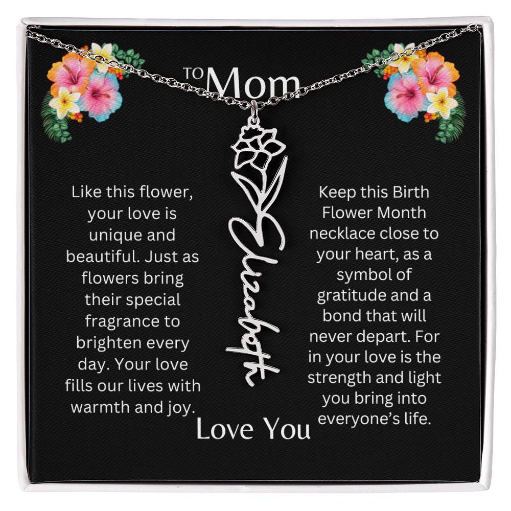 To Mom | Unique Love - Birth Flower Name Necklace