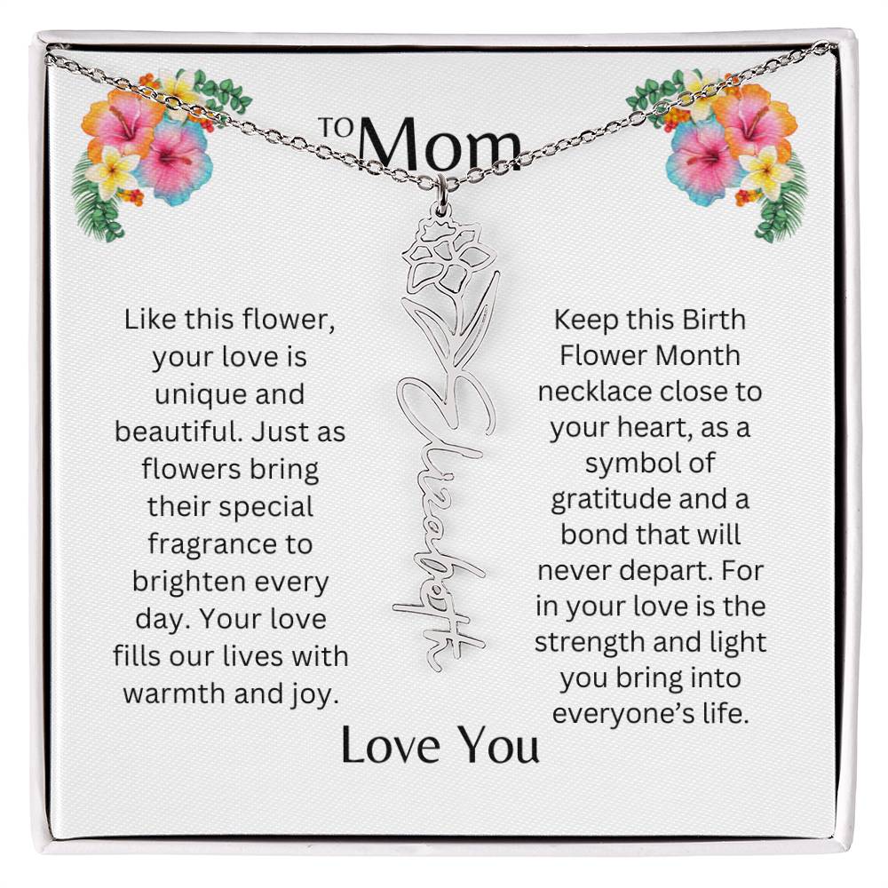 To Mom | Unique Love - Birth Flower Name Necklace