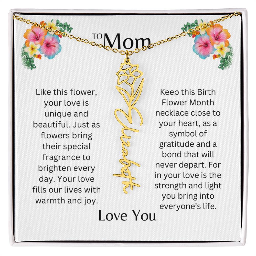 To Mom | Unique Love - Birth Flower Name Necklace