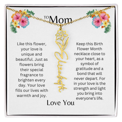 To Mom | Unique Love - Birth Flower Name Necklace