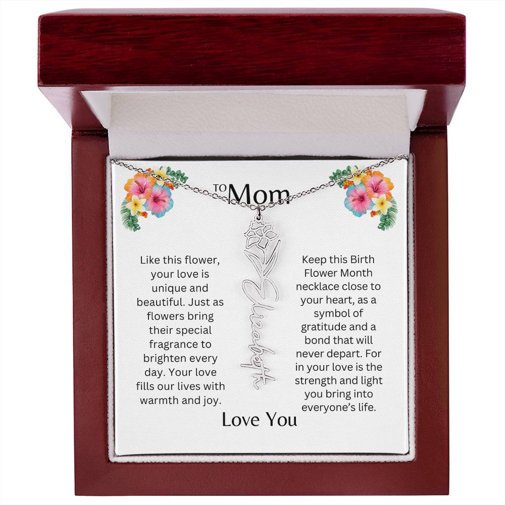 To Mom | Unique Love - Birth Flower Name Necklace