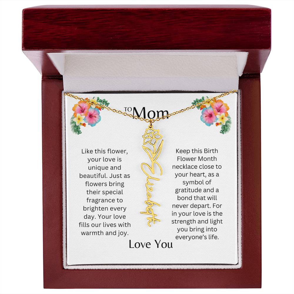 To Mom | Unique Love - Birth Flower Name Necklace