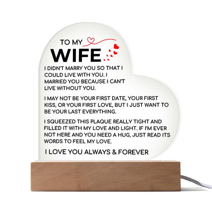 To My Wife - Love and Light - Acrylic Plaque