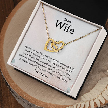 My Wife | You mean the world to me - Interlocking Hearts necklace